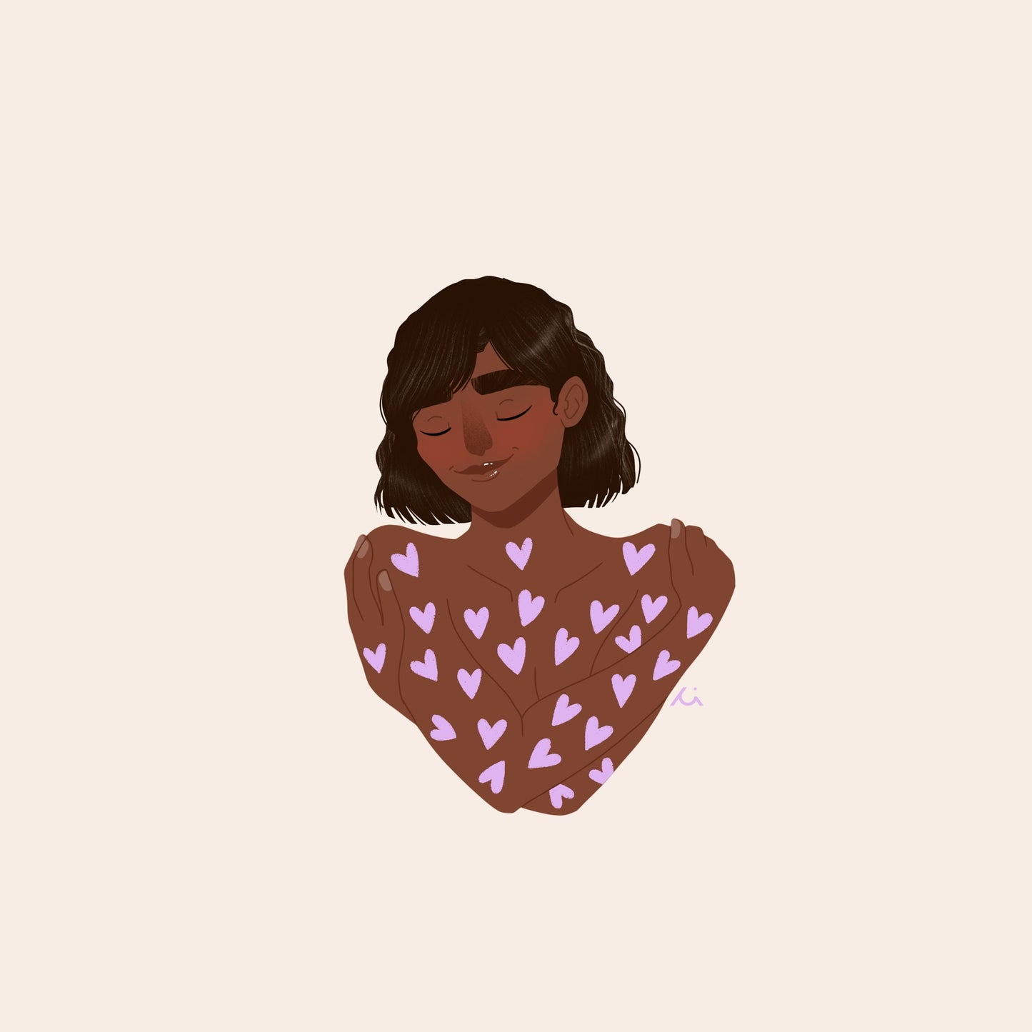 Portrait Femme Personnalisable - Illustration Self Love sur Mesure