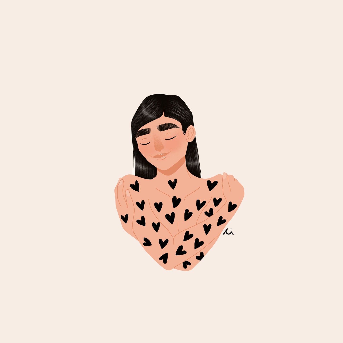 Portrait Femme Personnalisable - Illustration Self Love sur Mesure